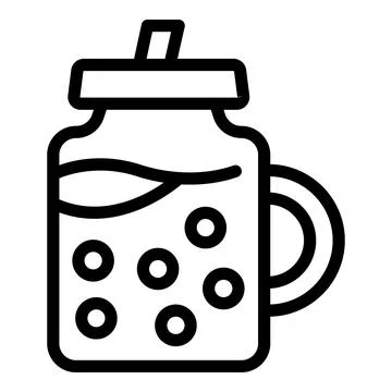 Bubble tea bottle icon outline vector. Coffee milky smoothie Stock Illustration