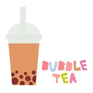 Bubble Tea with chocolate cocoa coffee. Milk Cocktails in plastic cup, tubule Stock Illustration