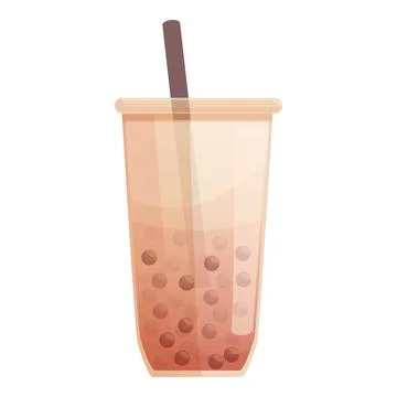 Bubble tea cup icon cartoon vector. Drink milk Stock Illustration