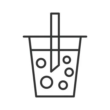 Bubble tea cup icon in line design. bubble tea, iced coffee, takeaway beverage 스톡 일러스트