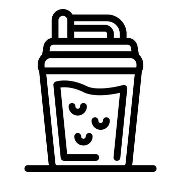 Bubble tea cup with straw and toppings icon representing taiwanese drink Stock Illustration