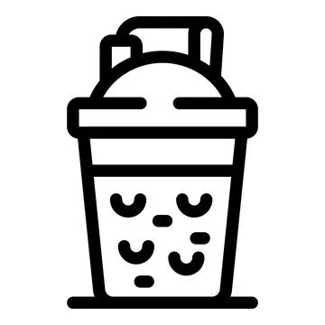 Bubble tea cup with straw and lid showing boba pearls inside Stock Illustration