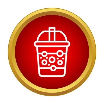 Bubble tea cup with straw glyph icon Stock Illustration