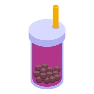 Bubble tea cup with tapioca pearls is waiting for drinking Stock Illustration