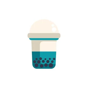Bubble tea cup with tapioca pearls and whipped cream topping illustration Illustrazione stock