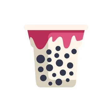 Bubble tea cup with tapioca pearls and dripping topping illustration Stock Illustration