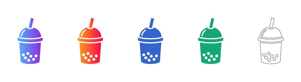 Bubble Tea Cup Vector Icons Stock Illustration