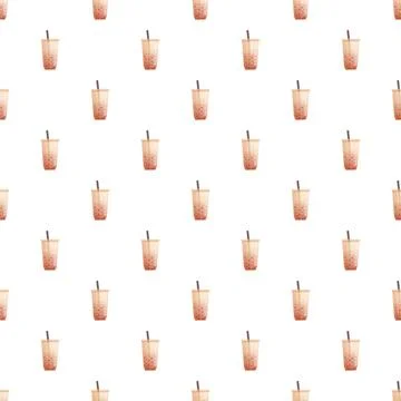 Bubble tea cups creating seamless pattern design Stock Illustration