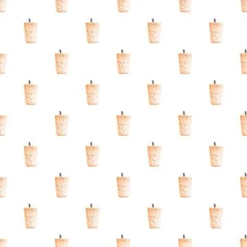 Bubble tea cups creating seamless drink pattern background Stock Illustration