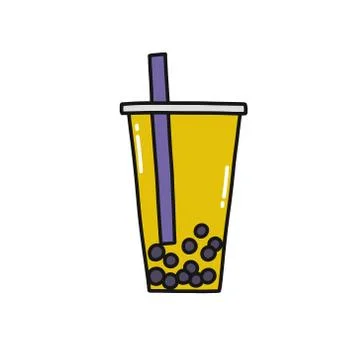 Bubble tea doodle icon, vector color illustration Stock Illustration