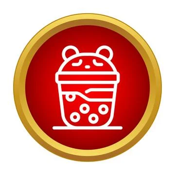 Bubble tea drink in cute bear cup icon Stock Illustration