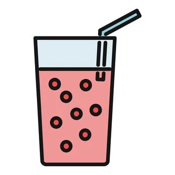Bubble tea drink in glass with straw Stock Illustration