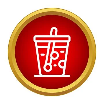 Bubble tea drink icon inside red golden frame Stock Illustration