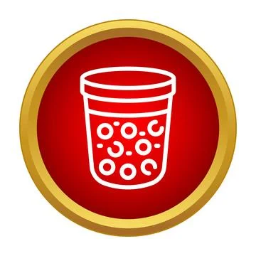 Bubble tea drink icon inside red circle Stock Illustration