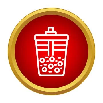 Bubble tea drink icon on red background Stock Illustration