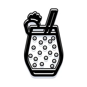 Bubble tea drink with straw and sweet pearls Stock Illustration