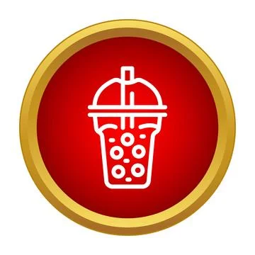 Bubble tea drink with straw and pearls icon Ilustración de archivo