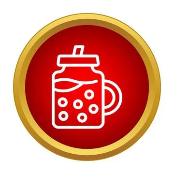 Bubble tea drink with straw in flat icon style Stock Illustration