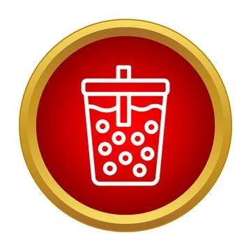 Bubble tea drink with tapioca pearls outline icon Stock Illustration