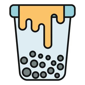 Bubble tea drink with tapioca pearls and syrup Stock Illustration