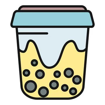 Bubble tea drink with tapioca pearls icon Stock Illustration