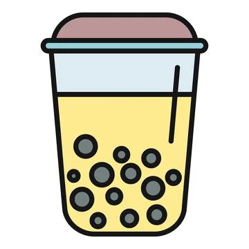 Bubble tea drink with tapioca pearls and straw Illustrazione stock