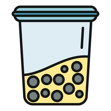 Bubble tea drink with tapioca pearls in plastic cup Illustrazione stock