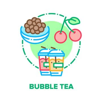 Bubble Tea Drink Vector Concept Color Illustration Stock Illustration
