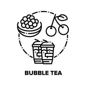 Bubble Tea Drink Vector Concept Black Illustrations Stock Illustration