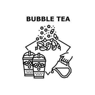 Bubble Tea Drink Vector Concept Black Illustration Stock Illustration