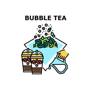 Bubble Tea Drink Vector Concept Color Illustration Stock Illustration