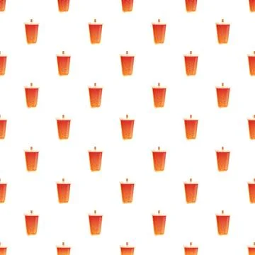 Bubble tea drinks creating a seamless pattern background Stock Illustration
