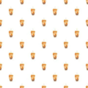 Bubble tea drinks creating a seamless pattern 스톡 일러스트