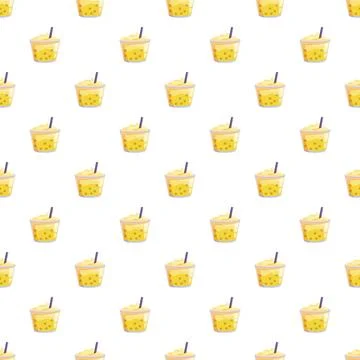 Bubble tea drinks repeating pattern on white background Stock Illustration