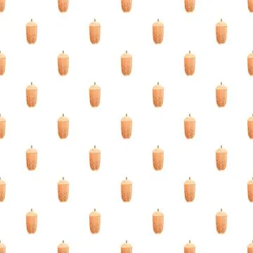 Bubble tea drinks seamless pattern illustration Stock Illustration