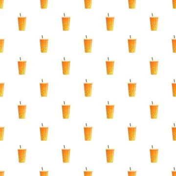 Bubble tea drinks seamless pattern on white background Stock Illustration