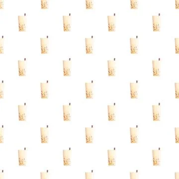 Bubble tea drinks seamless pattern on white background イラスト素材