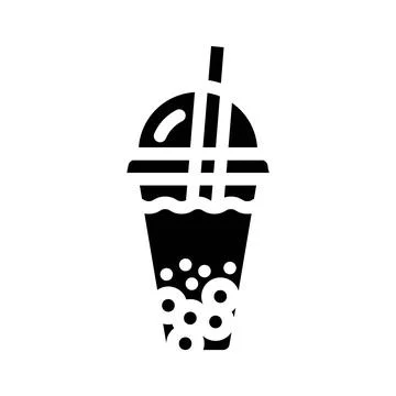 Bubble tea glyph icon vector illustration black Stock Illustration