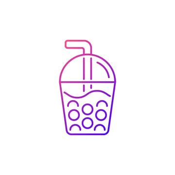 Bubble tea gradient linear vector icon. Stock Illustration