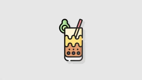 Bubble Tea icon animation alpha Stock Footage 158005709