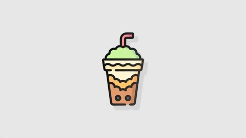 Bubble Tea icon animation alpha Stock Footage 158044047