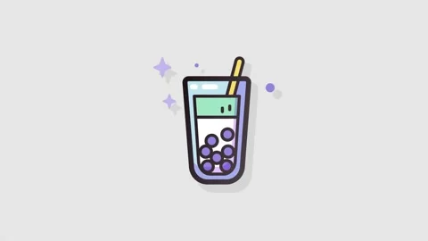 Bubble Tea icon animation alpha Stock Footage 158187979