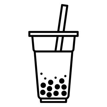 Bubble Tea Icon Black Line Vector Illustration Illustrazione stock