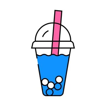 Bubble tea icon color illustration Stock Illustration
