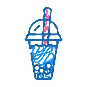 Bubble tea icon doodle illustration Stock Illustration