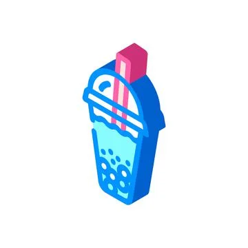 Bubble tea isometric icon vector illustration color Stock Illustration