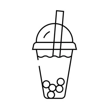 Bubble tea line icon vector illustration black Illustrazione stock