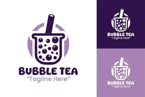 Bubble Tea Logo Creative Boba Drink Branding Illustrazione stock