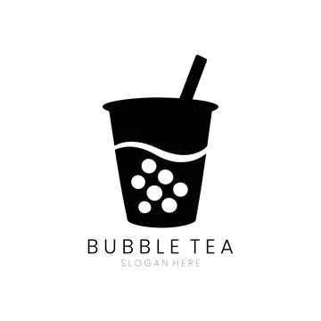 Bubble Tea Logo Design with Patterned Cup and Boba Pearls Stock Illustration