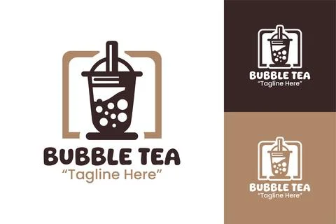 Bubble Tea Logo Minimal Boba Snack Badge Stock Illustration